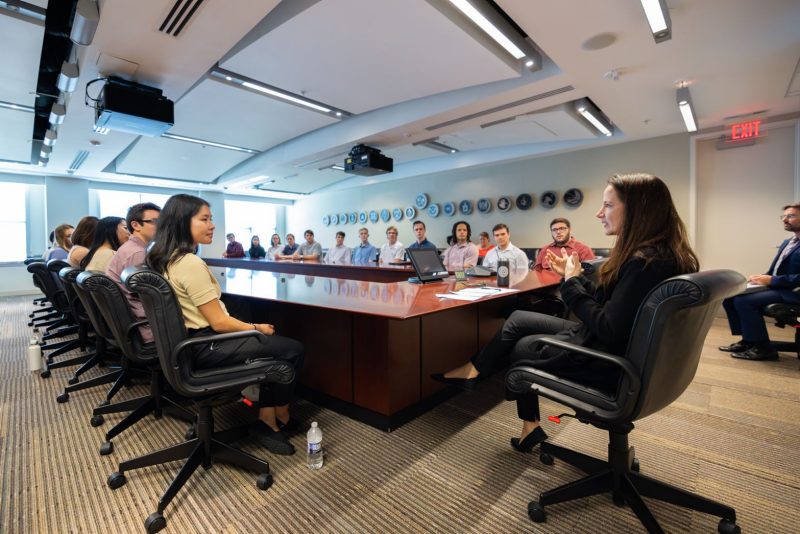 Virginia Tech students meet Avril D. Haines (at right), director of national intelligence. 
