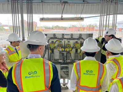 Feras Batarseh and his team visit the AlexRenew water treatment facility prior to presenting their work. Photo by Noah Frank for Virginia Tech.