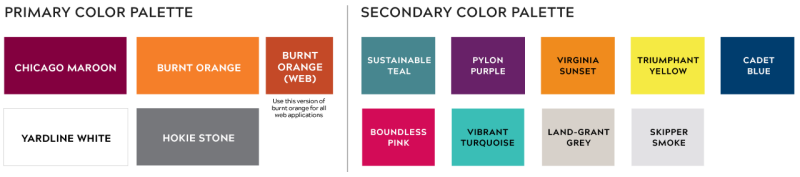 Graphic showing the primary and secondary color palettes side-by-side.